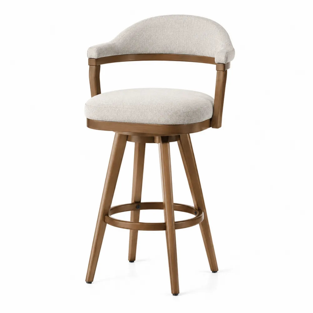 Hoker z tkaniną i drewnianą ramą obrotowy 102 cm