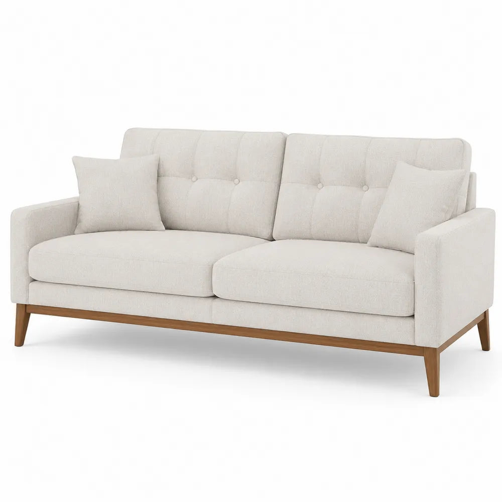 Sofa trzyosobowa jasnoszara drewno dębowe 200 cm