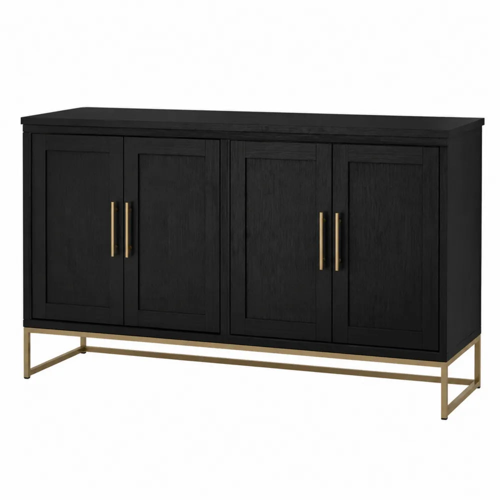 Kredens Drewniany Czarny z Metalowymi Nóżkami 120 cm