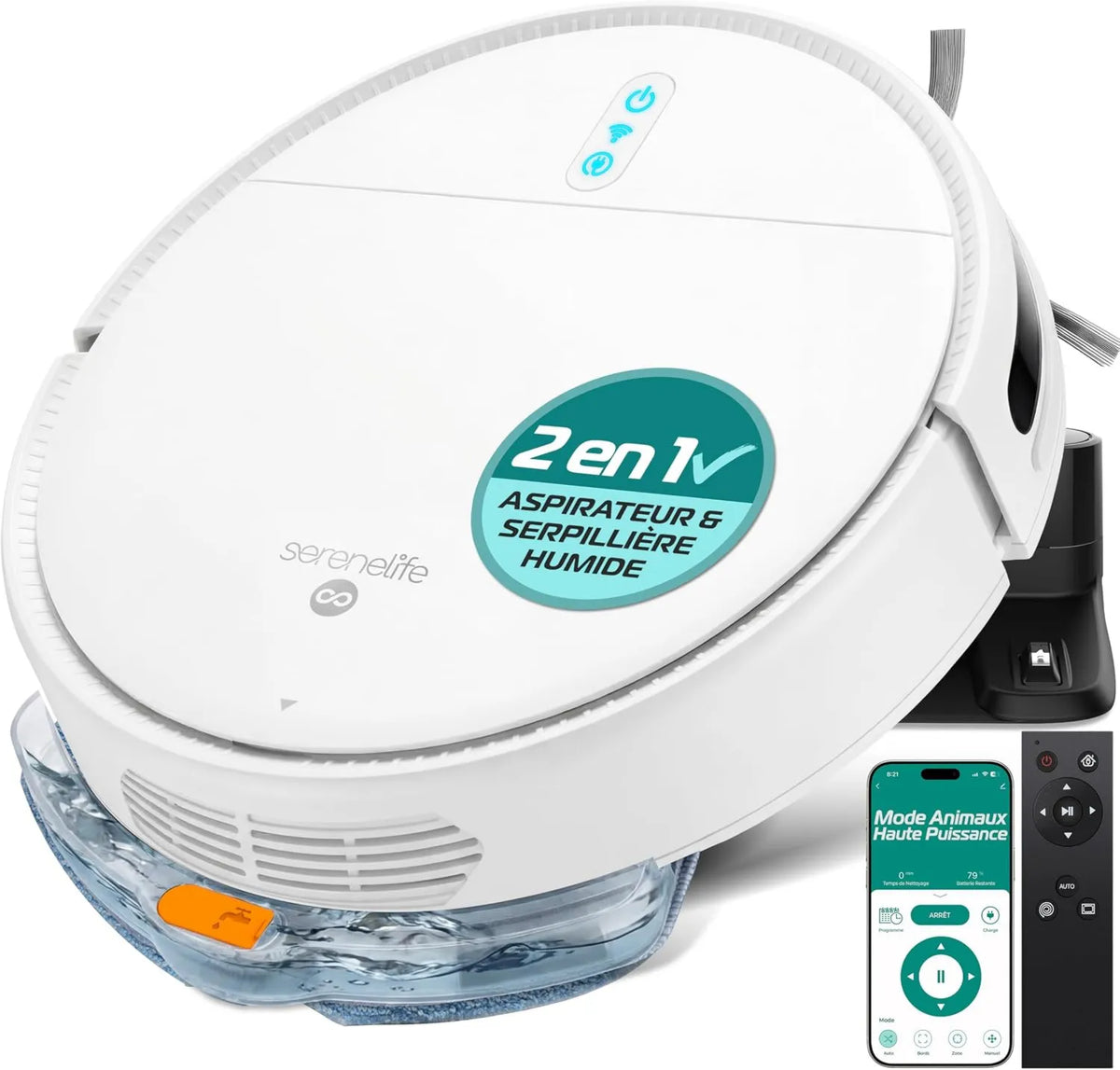 SereneLife robot sprzątający, 3- in-1, biały, 3 tryb, odkurzacz robota, odkurzacz Robot 3-in-1