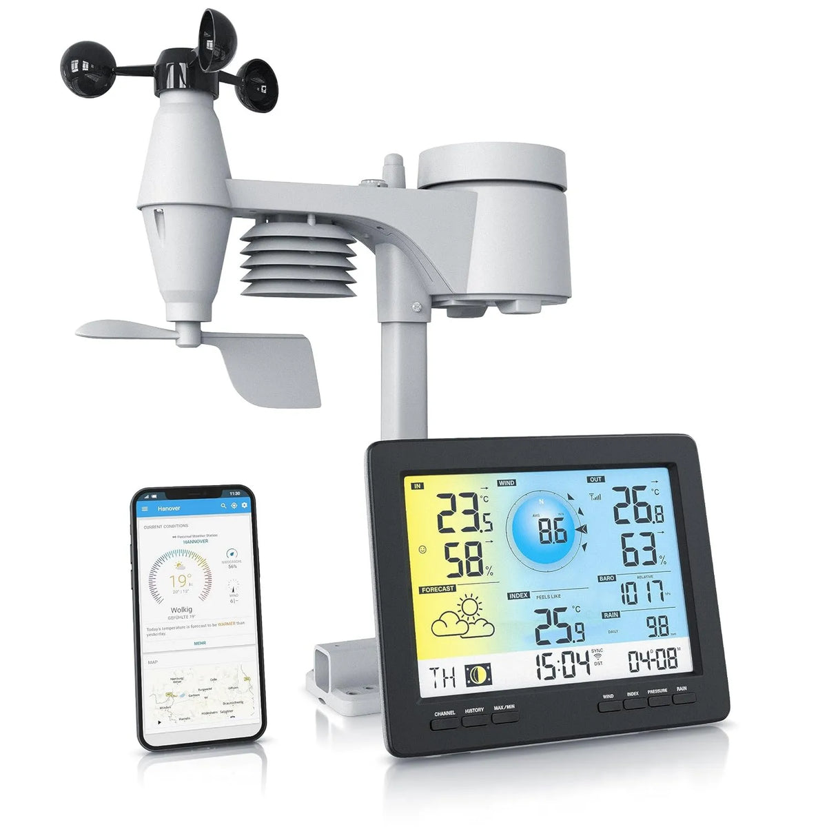 Brandson, 5in1 Stacja, bezprzewodowa stacja meteorologiczna, termometr, czujnik, na zewnątrz, Wi-Fi 5en1
