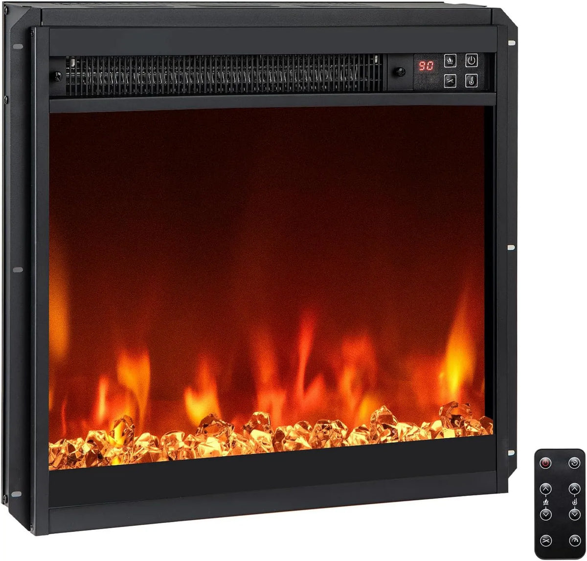 RELAX4LIFE kominek elektryczny, Grzejnik elektryczny, 50x45 cm, 1500 W, 17 do 32°C, wbudowany, licznik, termostat, dekoracyjny kominek z efektem płomienia LED, 37 m²