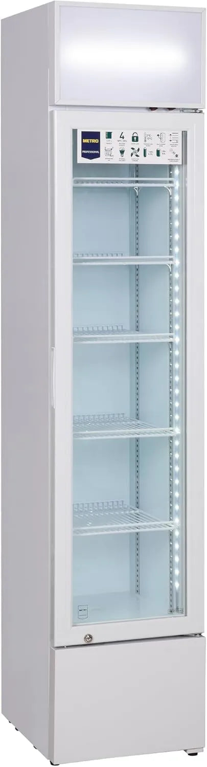 METRO Professional chłodziarka do napojów, METRO profesjonalny Model GSC2133B, METRO Picie profesjonalne Vitrine Slim GSC2133B, 133 l, 200 W, Statyczne chłodzenie, z zamkiem, biały
