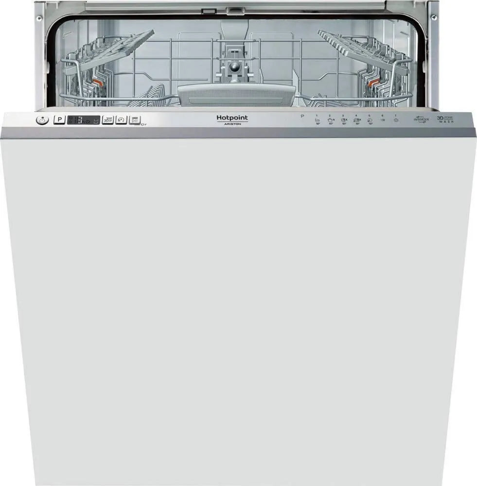 Hotpoint zmywarka, HI5030 W, 60 cm, 43 dB, klasa energetyczna E, do zabudowy, efekt 3D, cicha, strefa mycia 3D