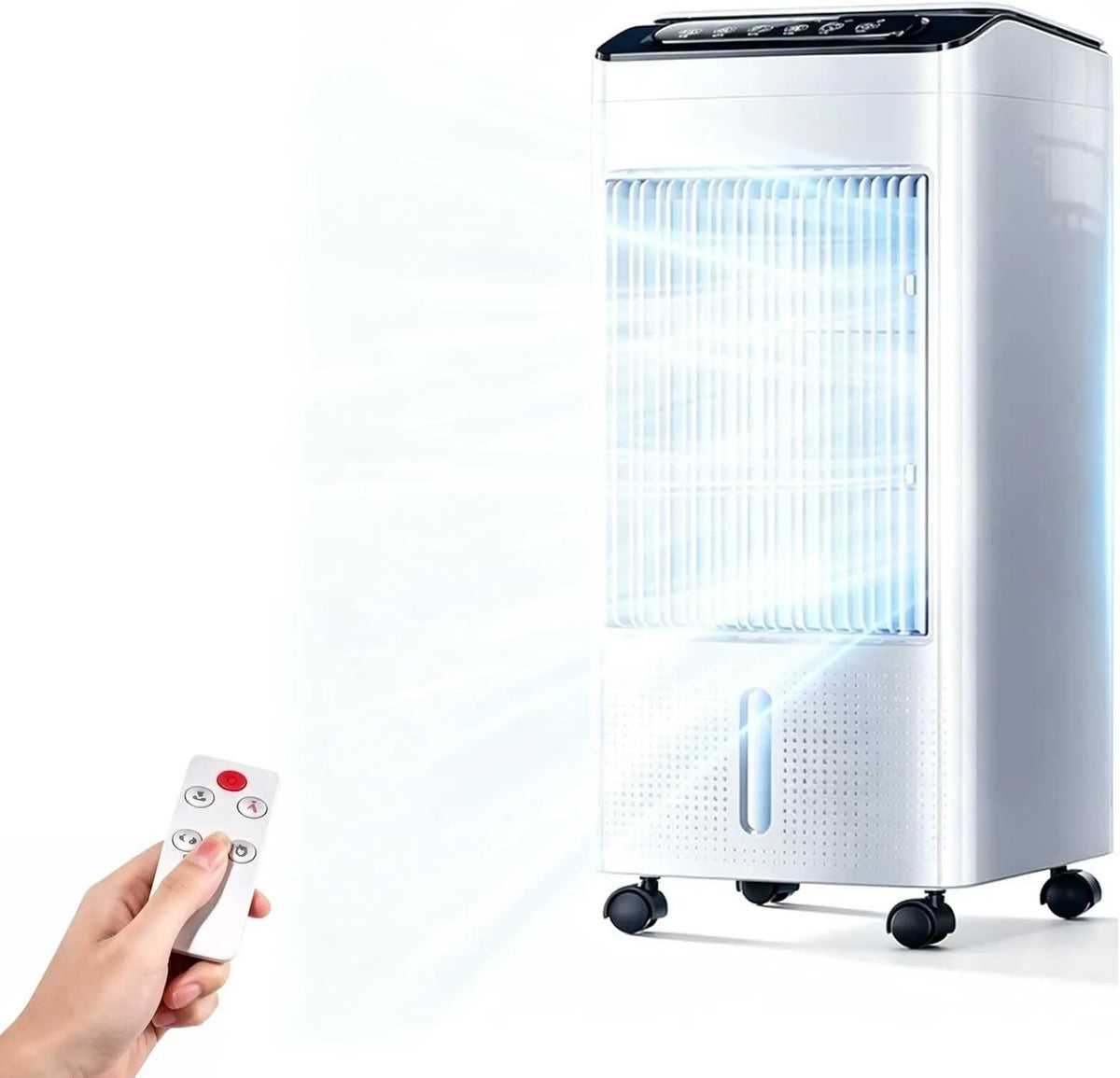 QSNYJPL klimatyzator przenośny, Odświeżacz powietrza, 10 l, licznik, 3 prędkości, 180 ° Oscylacja, 7 H minutnik dla domu i biura