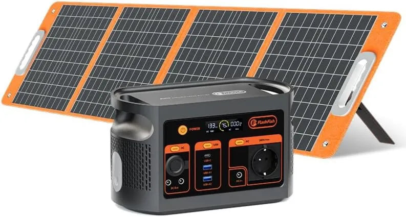Przenośna stacja zasilania, 300 W, 100 W, 179,2 Wh, FlashFish przenośna stacja zasilająca 300 W z panelem słonecznym 100 W