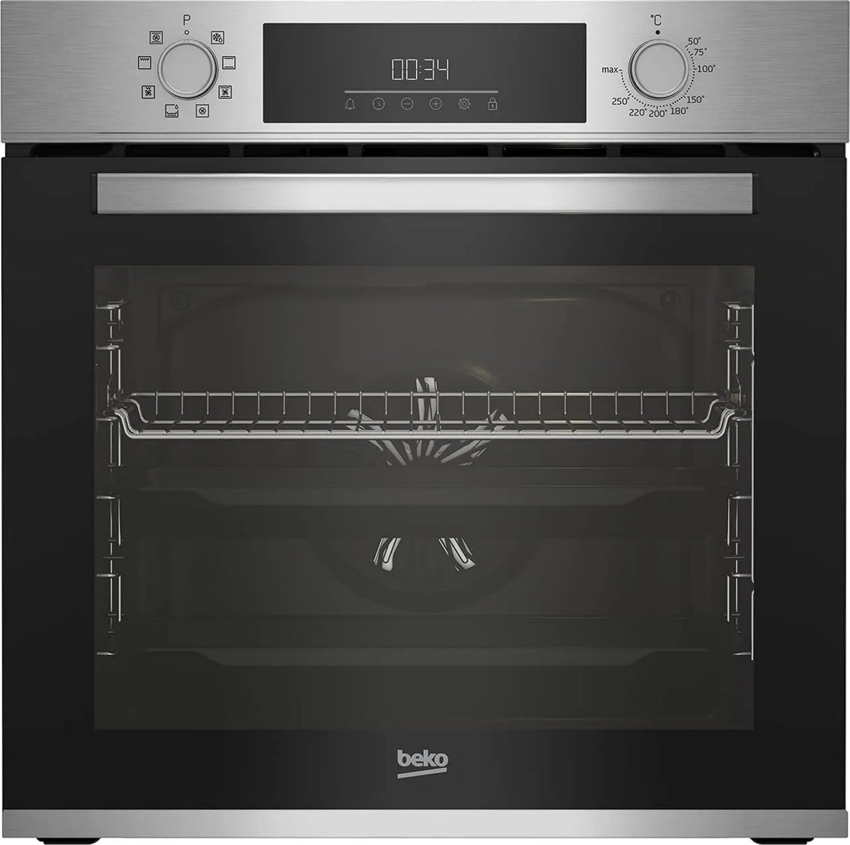 Beko piekarnik do zabudowy, BBIM12300XCE Elektryczny piekarnik, 56, 7 cm, 72 l, 8 programów, klasa energetyczna A, do zabudowy, czarne, ekran LED, Wymiary: H 59, 5 x W 59