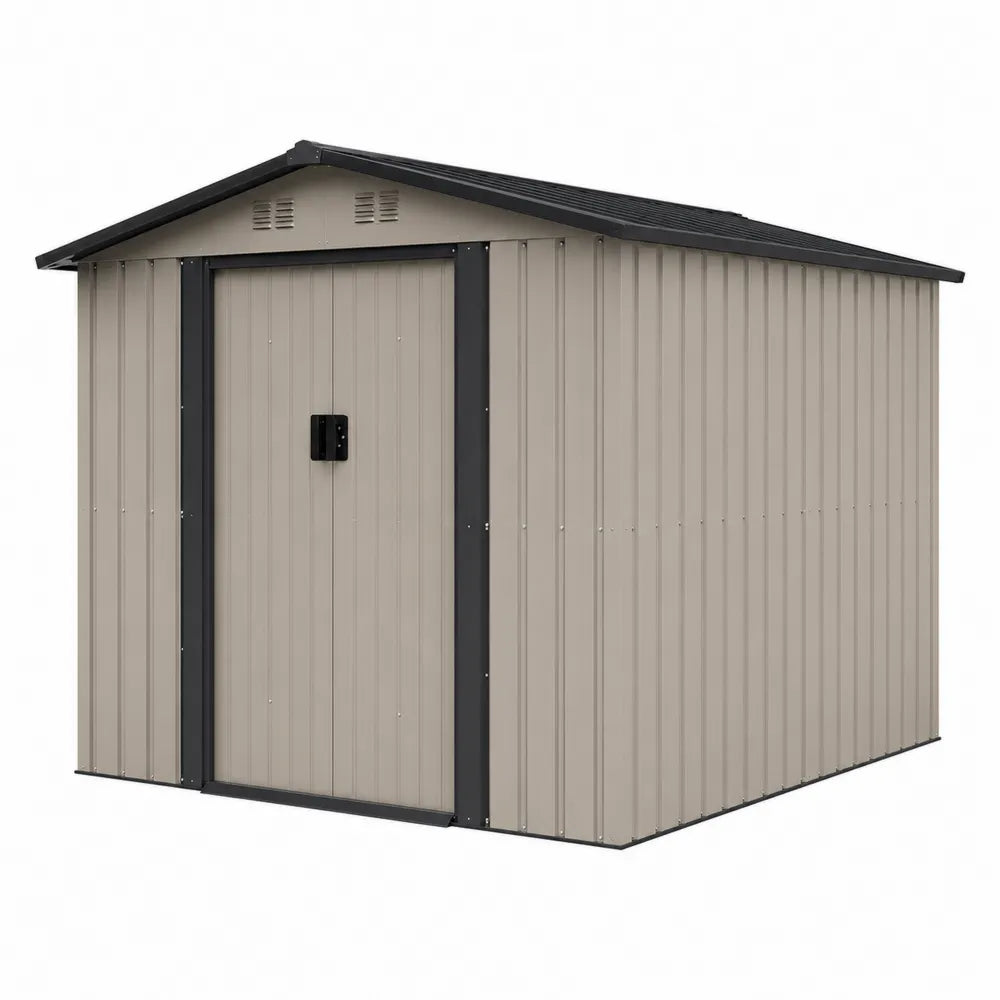 Domek ogrodowy z ocynkowanej stali beżowy 213x130x173 cm