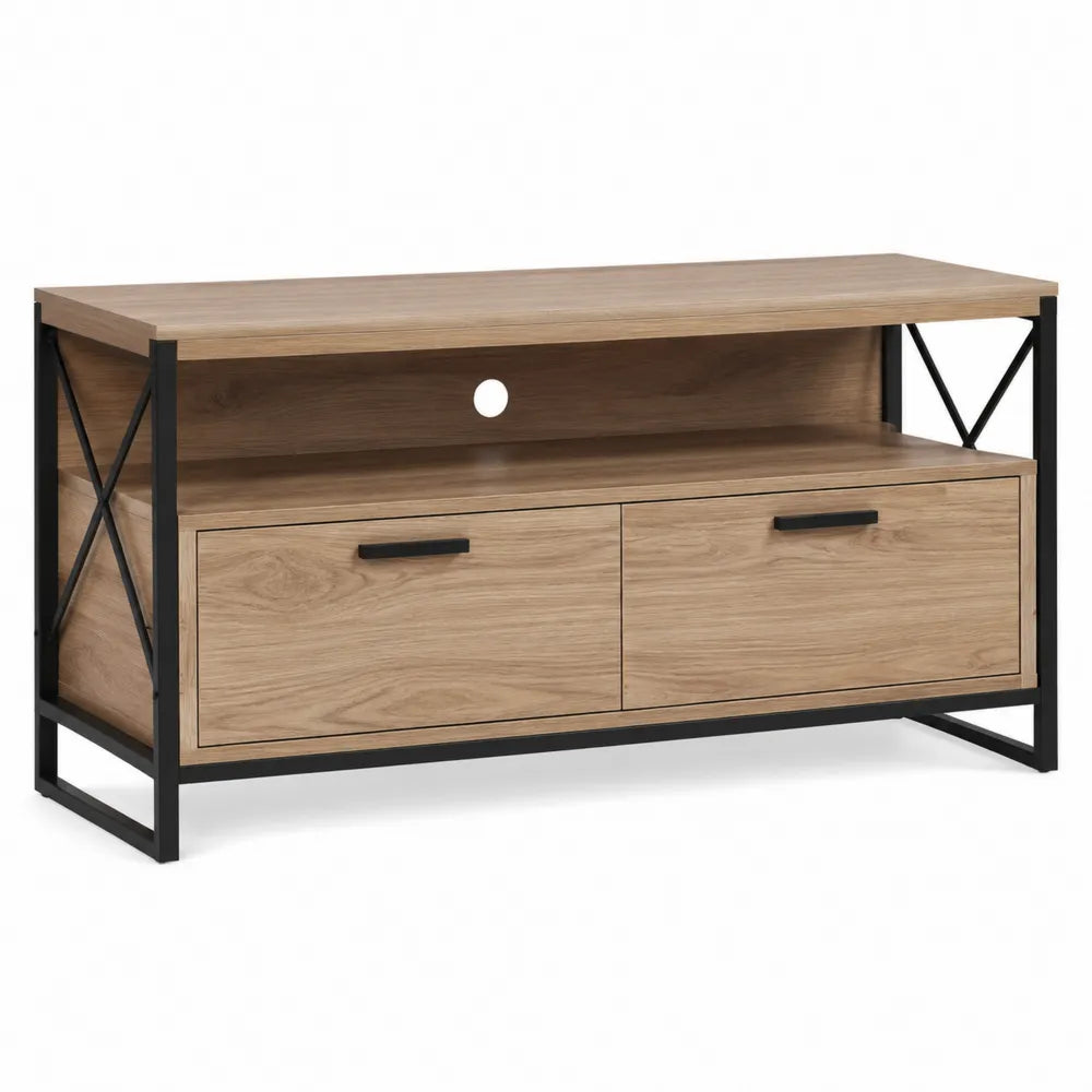 Szafka RTV drewniana z półką i metalową ramą 90x45x40 cm