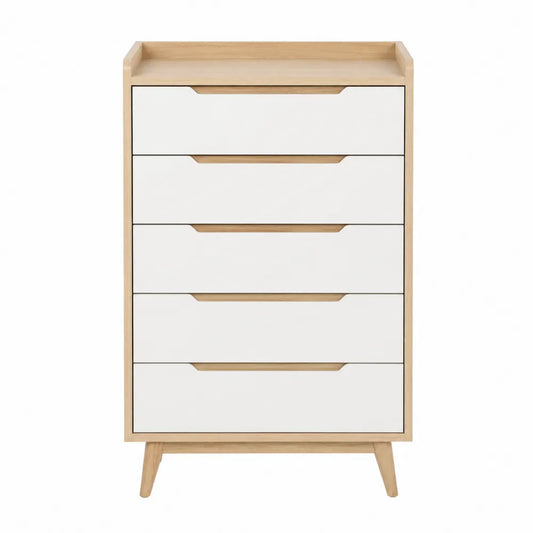 Komoda z drewna dębowego i MDF z 5 szufladami 120 cm