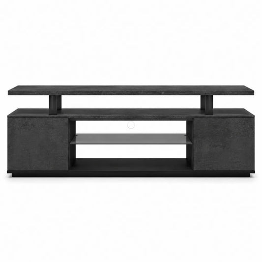 Szafka RTV Czarna z MDF i Szkłem 180x40x50 cm
