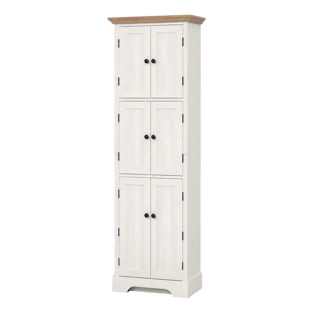 Wysoka szafka z drzwiami MDF Biały/Dąb 180x45x35 cm