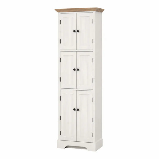 Wysoka szafka z drzwiami MDF Biały/Dąb 180x45x35 cm