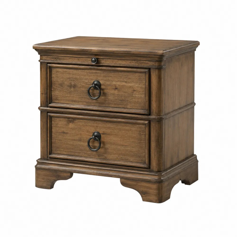 Szafka nocna z 2 szufladami drewno dąb