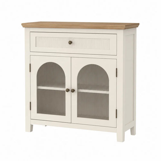 Kredens drewniany z przeszklonymi drzwiami 80x90x35 cm