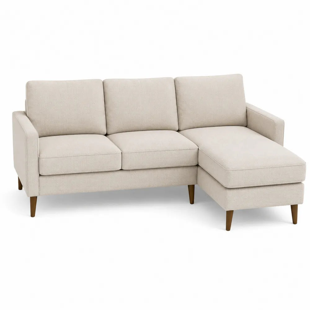 Sofa narożna z tkaniny poliestrowej z poduszkami 235 cm