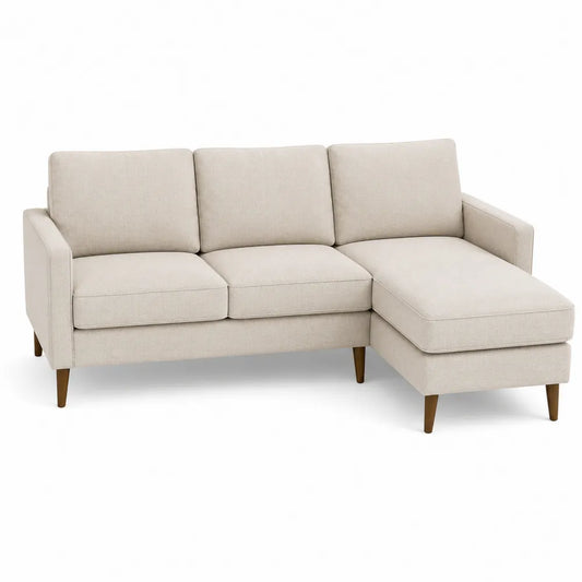 Sofa narożna z tkaniny poliestrowej z poduszkami 235 cm