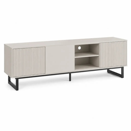 Szafka RTV prostokątna MDF stal Beżowa 150x42x45 cm