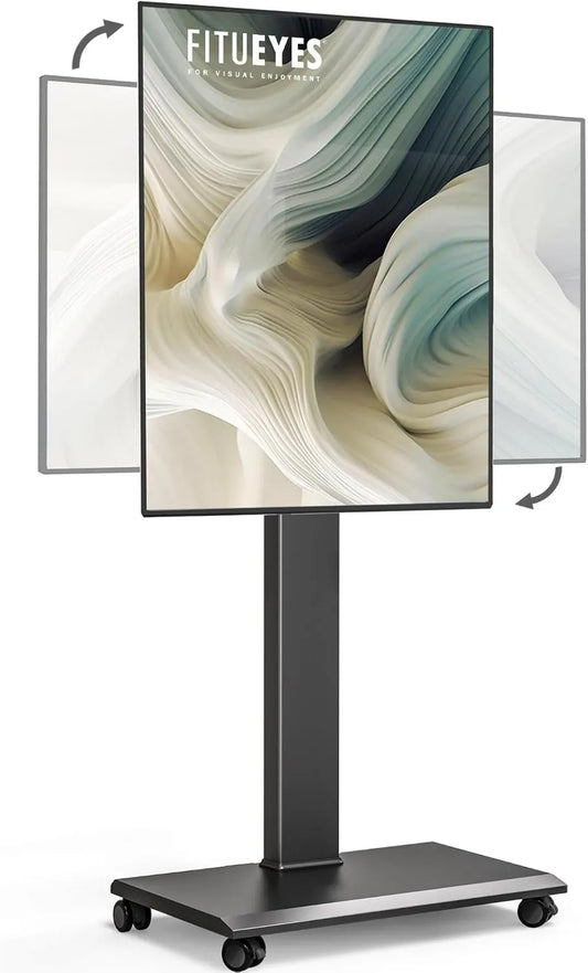 FITUEYES, Szafka TV, 75 cali, 600x400 mm, koła ruchome, 90 ° Obrót, 40 ° i 7 stóp TV wsparcie Wysokość do 40 kg- Max VESA