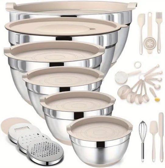 JustValue, Mikser INOX 26, stal nierdzewna, blender elektryczny, Zestaw misek mieszających w częściach