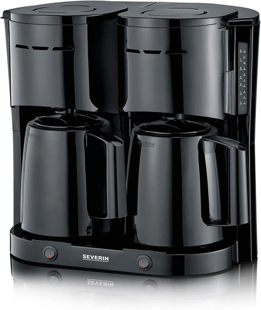 Severin, X 1000 Elektryczny ekspres do kawy, 2 l, 1000 W, czarny, do 2 l lub 16 filiżanek, KA 9315, 2 filtry obrotowe, 2 izolowane porcelanowe