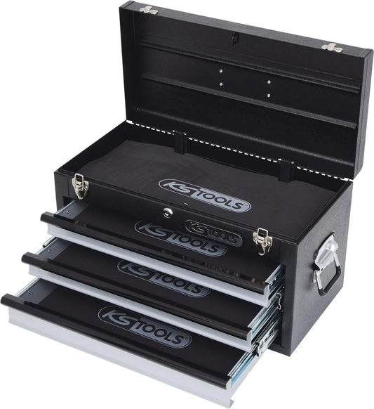 KS Tools 801.0003 Skrzynka na narzedzia z 3 szufladami -czarna, 508x255x303mm, 0,8 mm, 515 mm