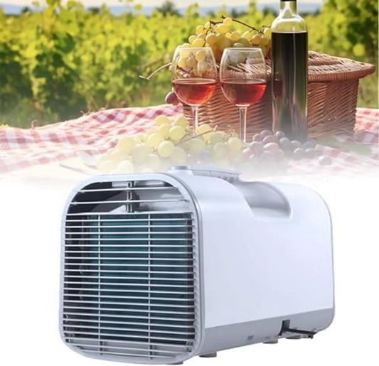 GZGHRZQS klimatyzator przenośny, Klimatyzator 220 V / 12 V, 24, 220 V, przenośne, 3 prędkości, kemping, 2 strefy temperatury, regulacja temperatury od 61 do 90 ° F, pilot 220 V/12 V