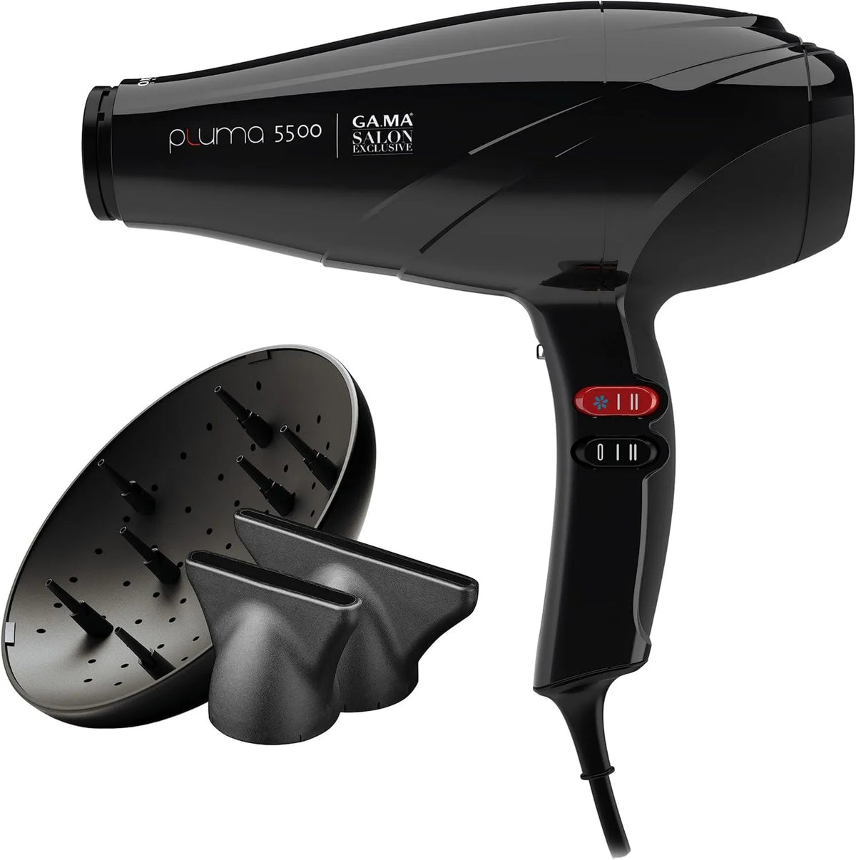 GA.MA ITALY PROFESSIONAL suszarka do włosów, GA.MA ITALY profesjonalny silnik, 2400 W, czarny, do błyszczących włosów i bez frizz, GAMA