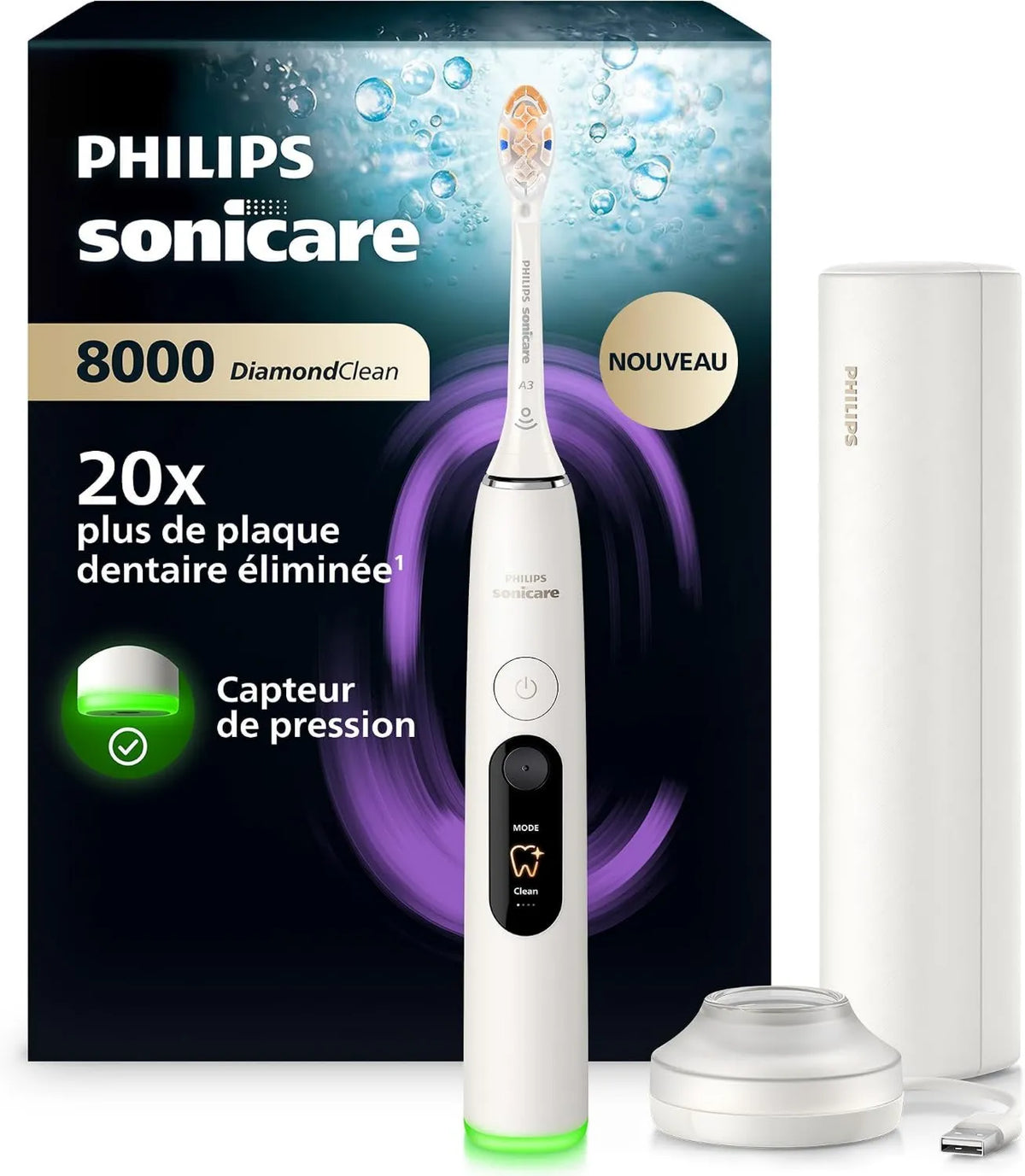 PHILIPS, HX8311 / 11 czujnik, szczotka, szczoteczka do zębów wielokrotnego ładowania, płyta IPS, biały HX8311/11