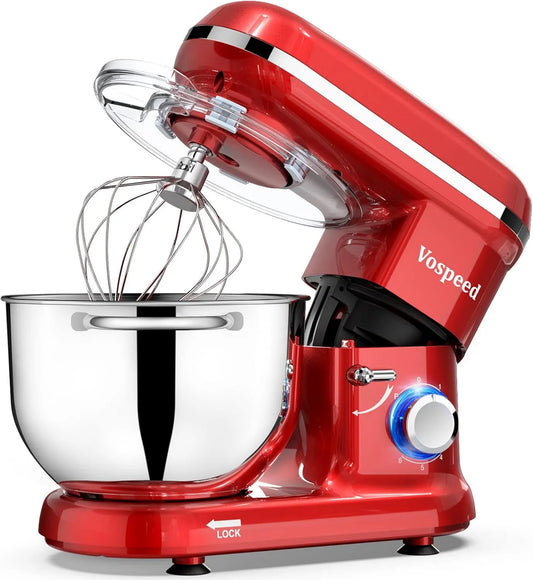 Vospeed mikser planetarny, Zmywarka, 6, 2 l, 1500 W, stal nierdzewna, czerwona, Robot Patissier 1500 W, Mikser elektryczny 6, 6 prędkości