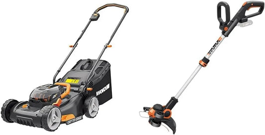 Worx WG743E WG163E.9 kosiarka, 500 m², zasilanie akumulatorowe, Kosiarka Akumulatorowa, do 500 m² & Akumulatorowa Podkaszarka do Trawy 20V