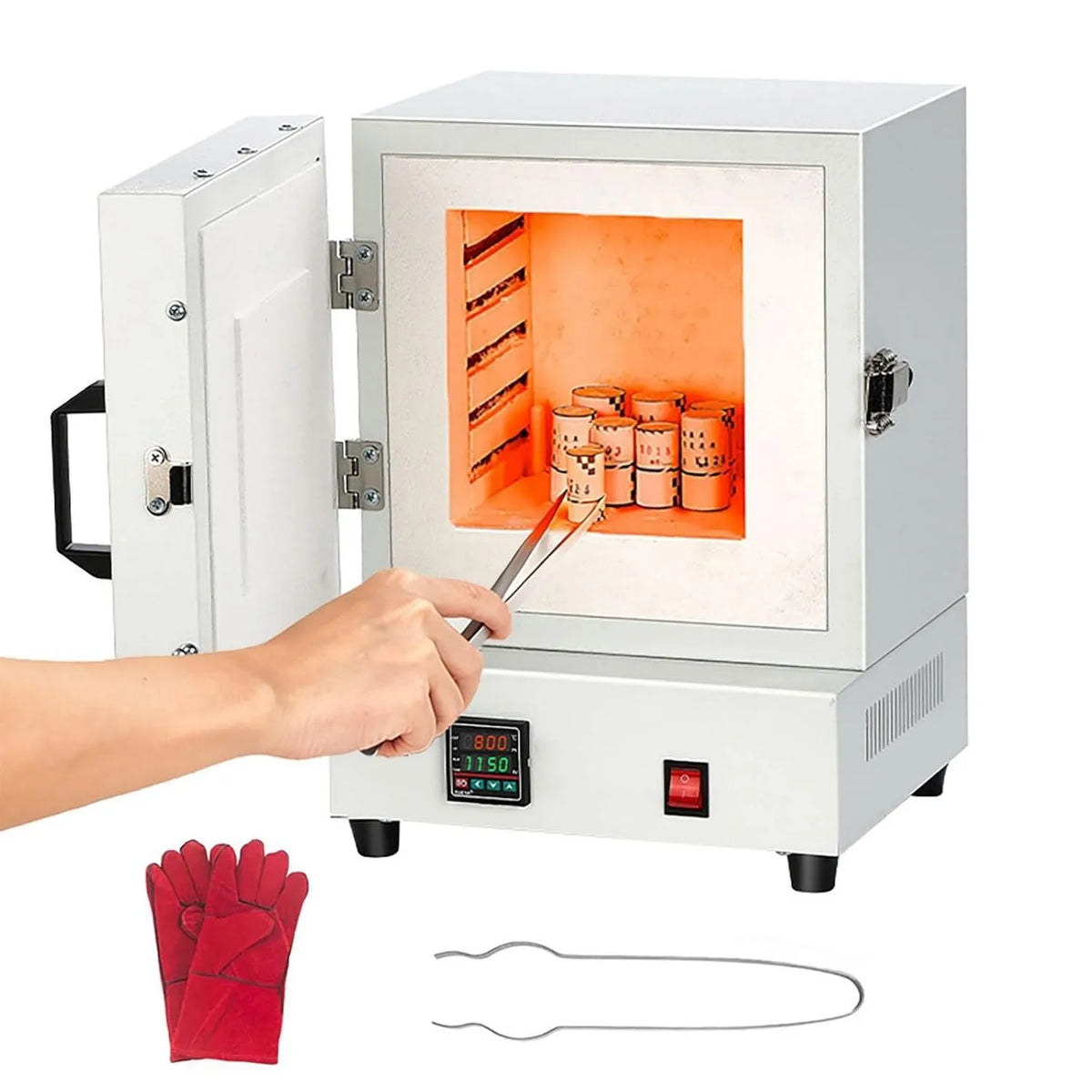 QYOEGSQ, Piec elektryczny, 2000 W, 2 strefy temperaturowe, regulacja temperatury od 0 do 1150°C, 4 powierzchnie