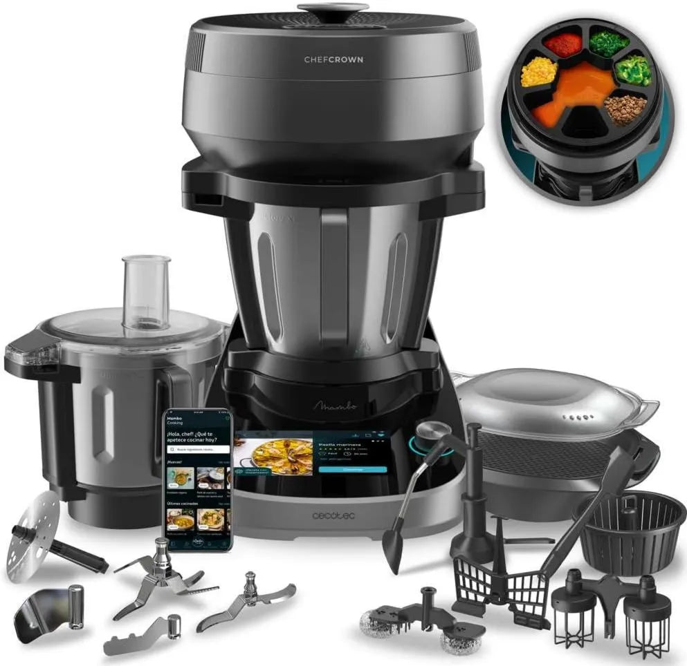 Cecotec robot kuchenny, 2200 W, tysiące przepisów z przewodnikiem, unikalny słoik 5L i 5L Victory Dzbanek