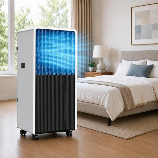 ZYANBIN klimatyzator przenośny, Klimatyzator BTU 3200 W, 3200 W, koła jezdne, tłumik, przepływ powietrza w 120 °