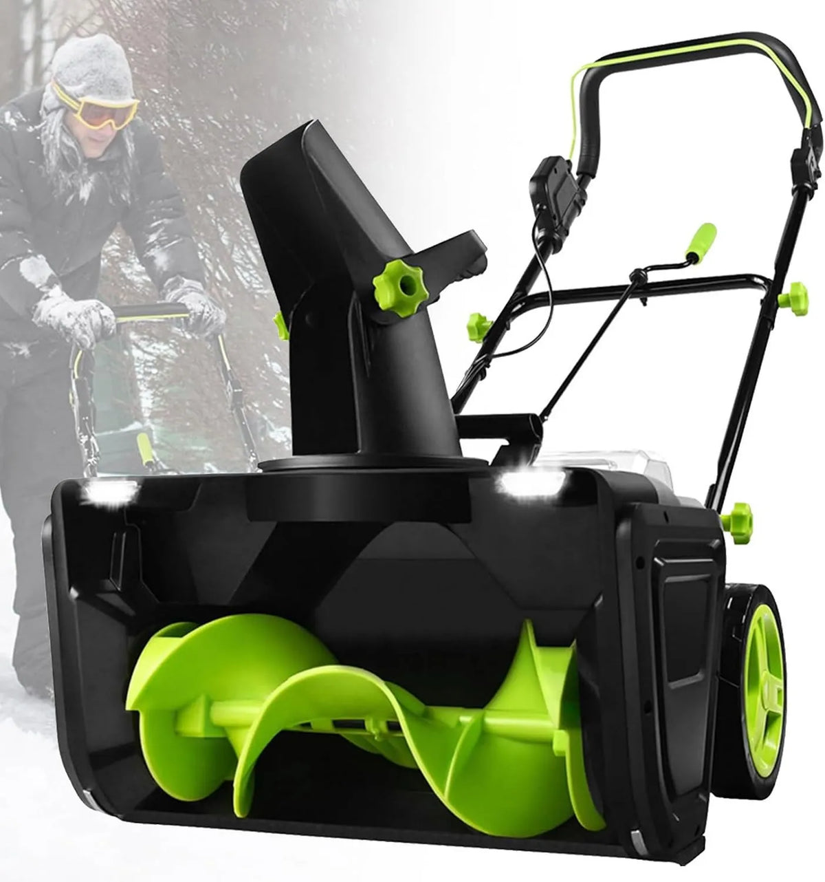 Naturalpowev, 2Szczotka do baterii, silnik, 50 cm, 3500 W, 7, 6 m, do chodników i chodników 2Battery, Wyrzutnia 2Batteries