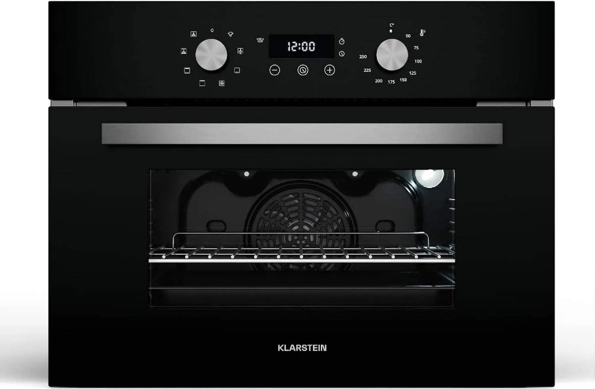 Klarstein piekarnik elektryczny, 2750 W, 240 V, timer, funkcja pary, SpaceSmart piekarnik do zabudowy, czyszczenie parowe, podwójne przeszklone drzwi