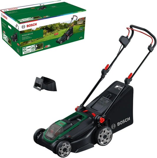Bosch ROTAK18V2-43 kosiarka, 43 cm, 75 mm, zasilanie akumulatorowe, Kosiarka akumulatorowa, szerokość cięcia: 43 cm, wysokość cięcia: 30