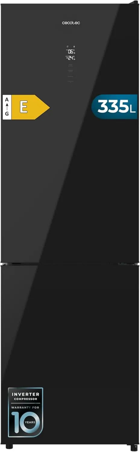 Cecotec chłodziarka do napojów, Bolero CoolMarket Combi Lodówka, 335 l, No Frost, Inwerter, czarny, Wysokość 195, 3 cm i 59, 5 cm Szerokość, Regulacja wilgotności