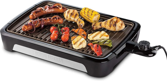 George Foreman grill elektryczny, Zmywarka, przenośne, plener, grill, Przenośny elektryczny grill, 80% mniej dymu, Grill stołowy i odkryty, 25850- 56