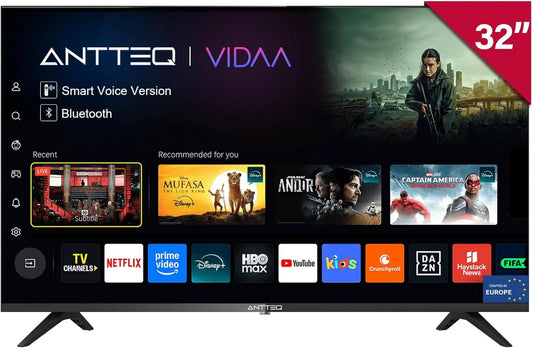 Antteq telewizor, Smart TV, 32 cali, TV, V32- AH3Q1D- BT, HDMI, WiFi, Bluetooth, aplikacja, Vidaa OS TV z aplikacji mobilnej, Netflix, DAZN, WiFi V32-AH3Q1D-BT