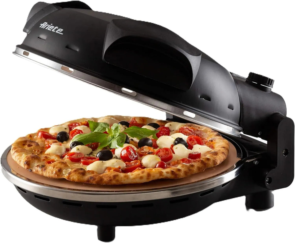 Ariete piec do pizzy, Pizza elektryczna Piekarnik, 1200 W, Czarny, Maksymalna temperatura 400°C, Pizza 4 minuty, 5 poziomów gotowania, Pizza Four 917, Ostrza w