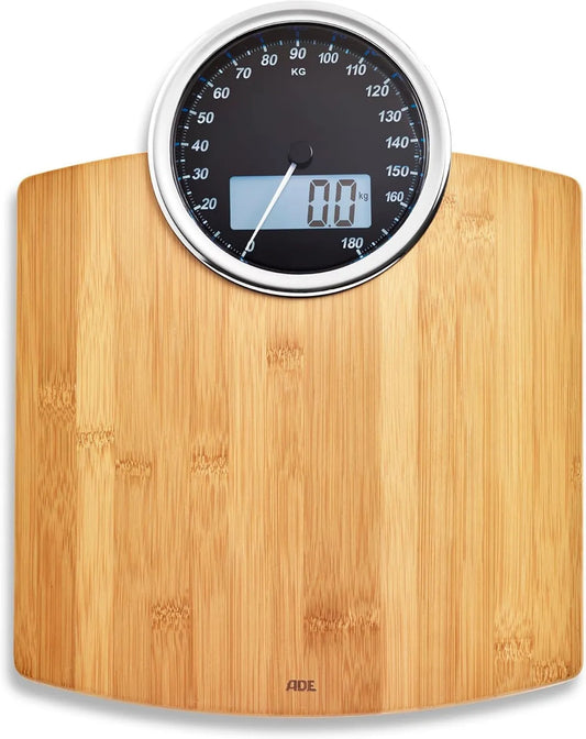 ADE, prawdziwy, balans, 180 kg, drewno, skala cyfrowa osoba z analogowym wyświetlaczem