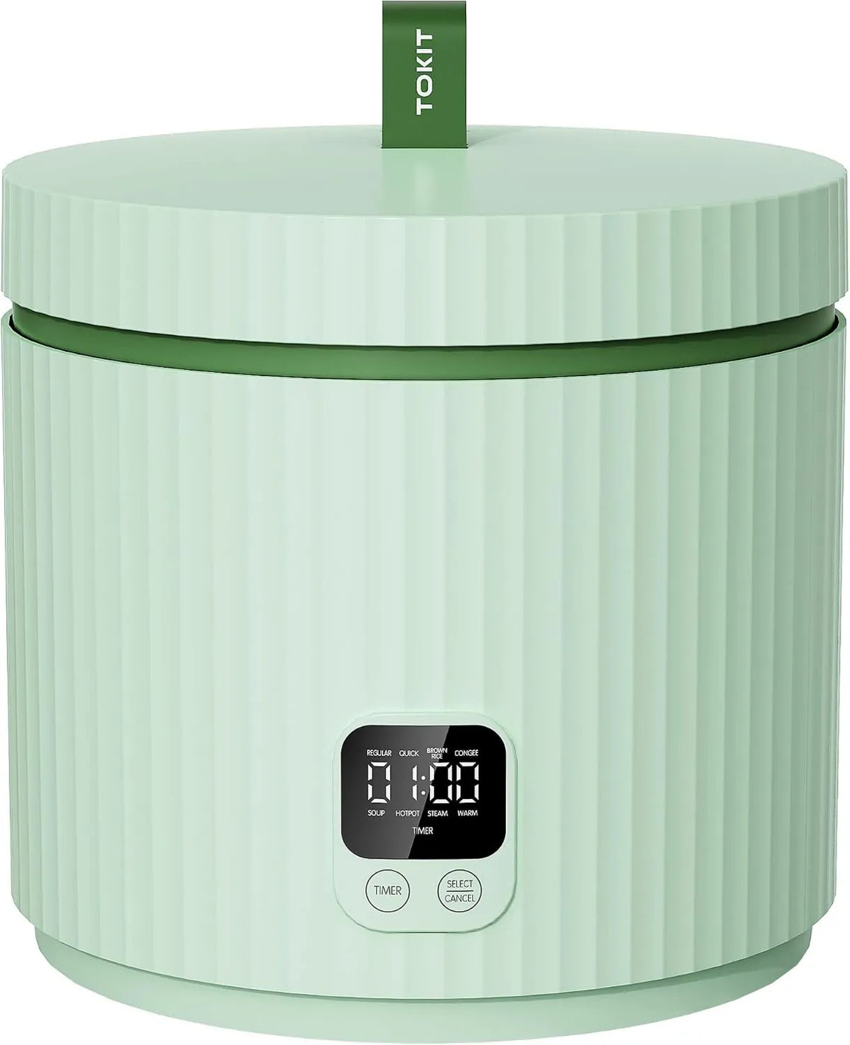 TOKIT ryżowar, Grzejnik elektryczny, 1, 5 l, 350 W, 5 programów, powłoka non@-@ stick, zielony, Mini 1 Rice kuchenka