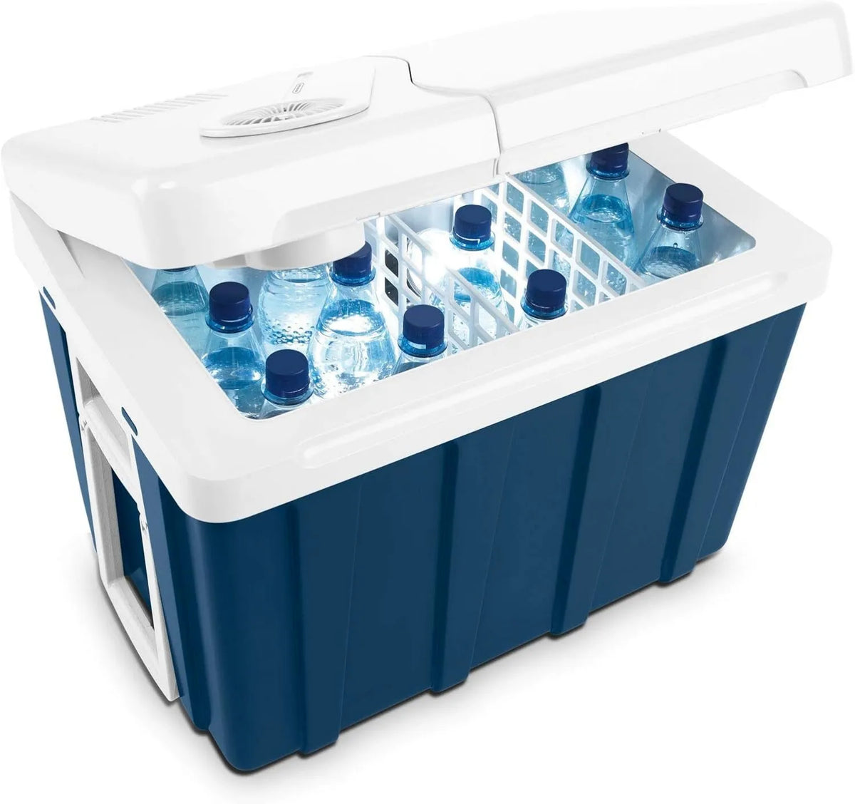 MQ40W lodówka, MOBICOOL Wersja UK, elektryczna lodówka turystyczna 39L na kółkach, mocne chłodzenie do auta, campingu i podróży