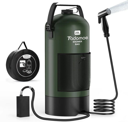 Tadomoe, Elektryczny grzejnik 2000 mAh, 20 l, przenośny, kemping, elastyczny wąż 2m, 1, 36 kg