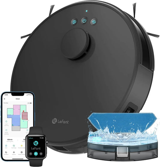 Lefant robot sprzątający, Lewant Robot odkurzacz, Wi-Fi, czarny, podłączony przez Alexa / APP / WiFi, 5500Pa