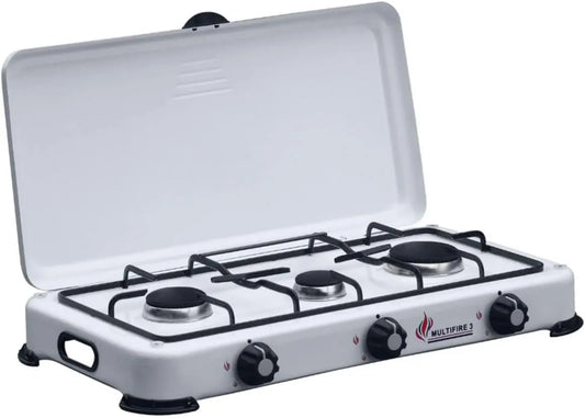 INTEC kuchenka przenośna, Płyta do gaszenia, 3 pola grzewcze, 4100 W, grill, żeliwa, wymienniki ciepła, kuchenka gazowa