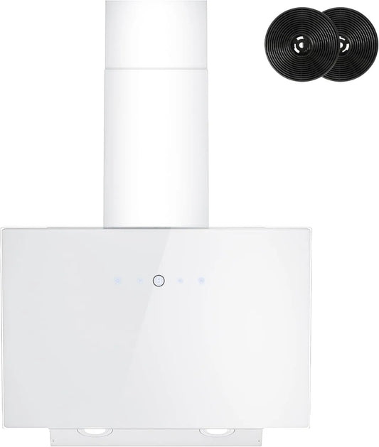 FIREGAS okap kuchenny, Okap próżniowy, 60 cm, 524 m3 / h, dotyk, silnik prądu stałego bez miotły z 2 filtrami węglowymi, 9 poziomów, obudowa wydechowa, bez głowy m3/h