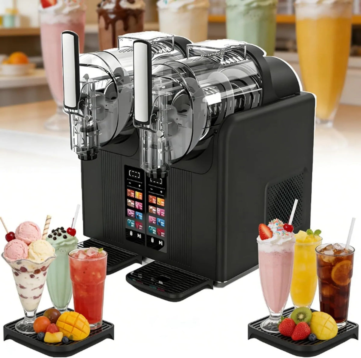 YISHENX, Maszyna Granita, lód i sorbet, blokady, profesjonalny, restauracja, 7 tryby, czarny, dla Les Petits Restauracje