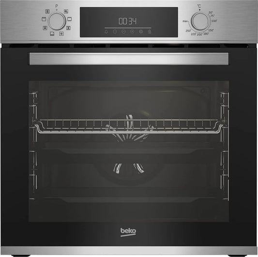 Beko piekarnik do zabudowy, BBIM12300XCE Elektryczny piekarnik, 56, 7 cm, 72 l, 8 programów, klasa energetyczna A, do zabudowy, czarne, ekran LED, Wymiary: H 59, 5 x W 59